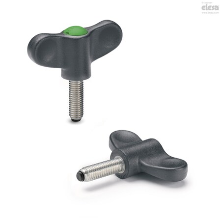 Elesa Thumb Screw, M10-30 Thread Size, Wing, 303 Stainless Steel, 36 mm Head Ht, 30 mm Lg EWN-SST-p-P